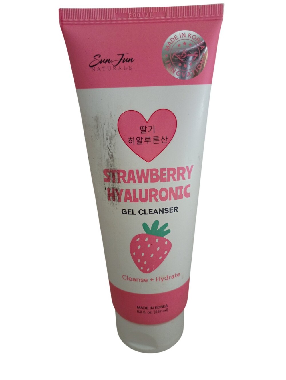 Sun Jun Naturals Strawberry Hyaluronic Gel Cleanser Korean Skincare 8oz, Vegan